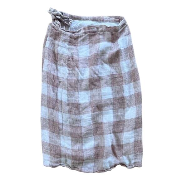 Heartloom Bently High Waist Checker Plaid Skirt Button Tie Coverup S Pink Cream - Picture 14 of 15